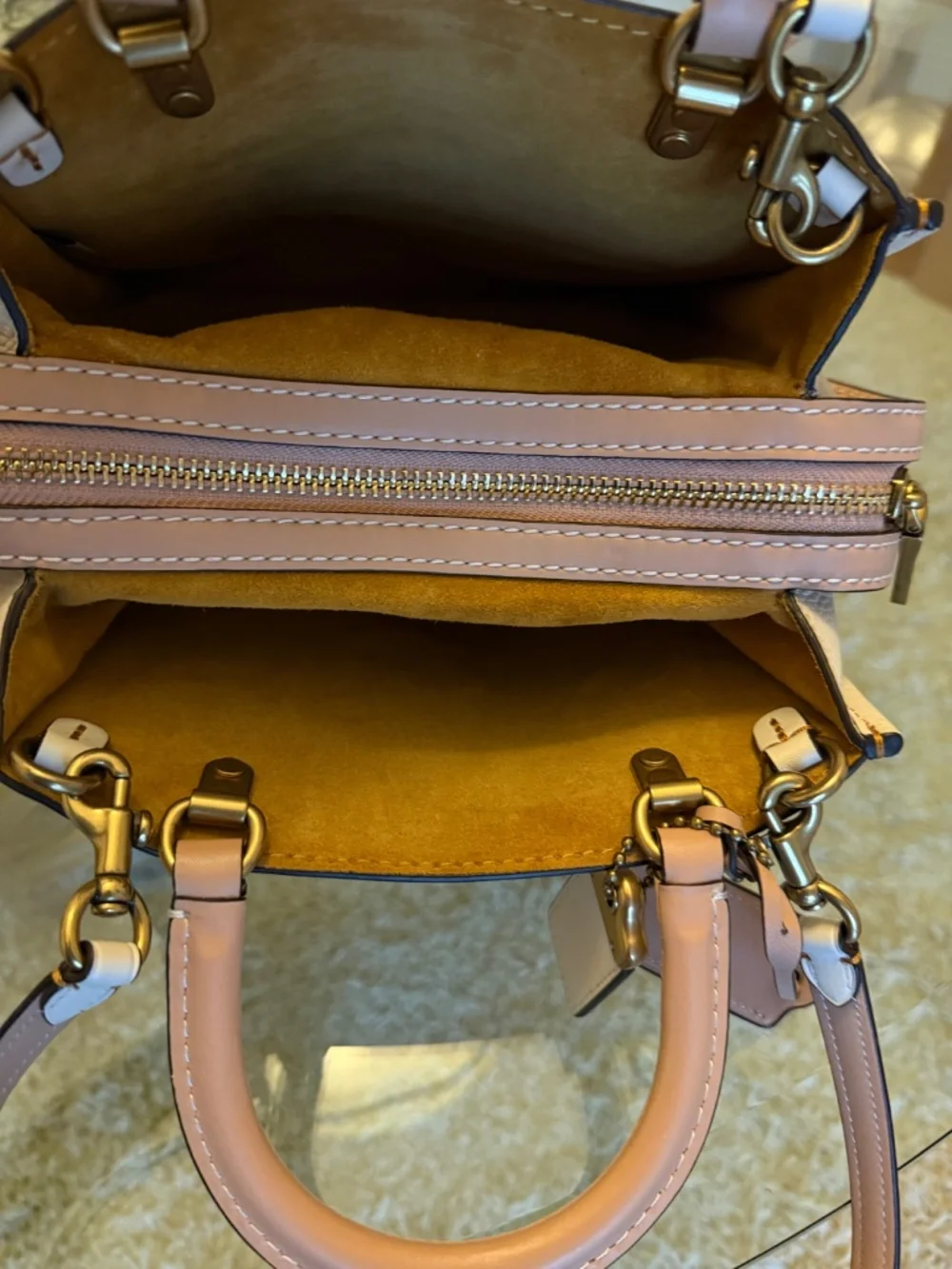 Coach Rogue 25 Tea Rose Appliqué Satchel Chalk Glovetanned Leather Rare NWOT